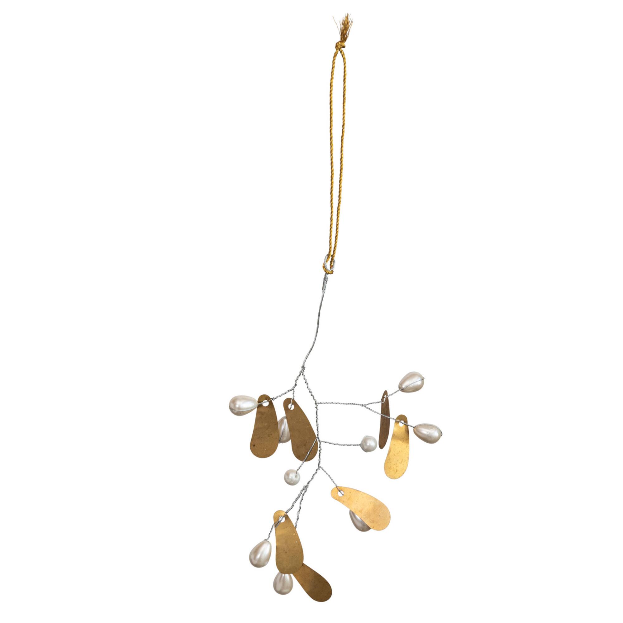 Hello Honey® Gold Metal Leaf & Acrylic Bead Ornament